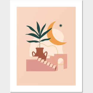 Houseplant in a Moonlight - Modern Abstract Art Posters and Art